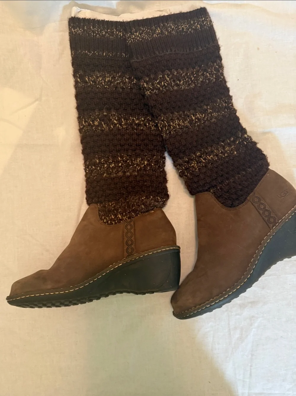 UGG Brown Knit-Shaft Boots